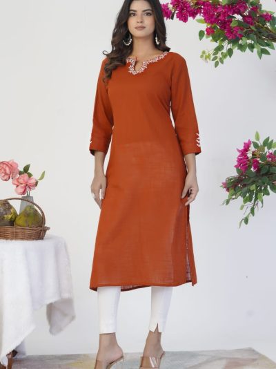 Rust Orange Kurta Set